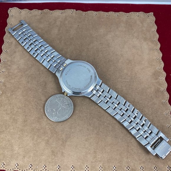 Vintage 2 Tone Daniel Mink Swiss Made Watch Elegantly Styled Blue Face - Picture 6 of 9